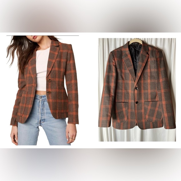 Lars Amadeus Plaid Blazer with Button Closure Fully Lined Shoulder Pads Patch - Picture 1 of 8